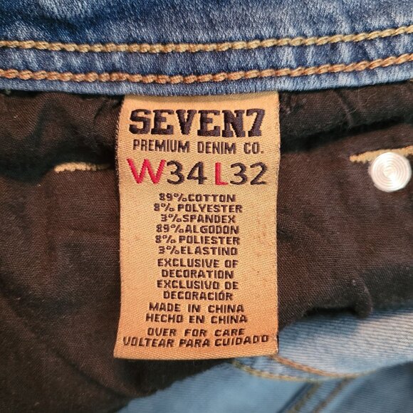 Seven7 Jeans Mens 34x32 Measures 34x30 Slim Straight Leg Medium Light Wash Denim - Picture 4 of 9
